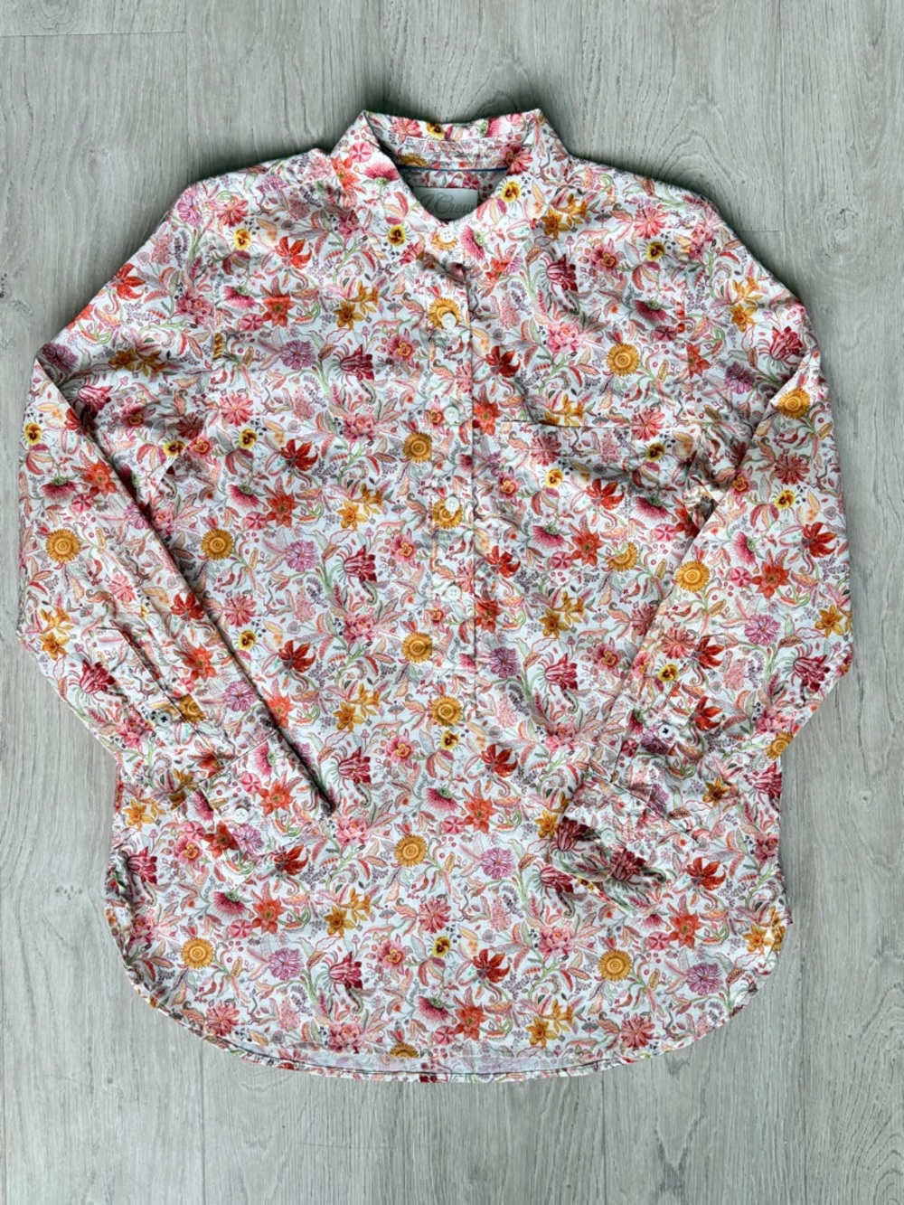 J. Crew Women’s Floral Popover Blouse 100% Cotton Long Sleeve Shirt Top Size 4